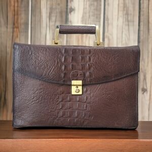 Vintage VENETO reptile skin leather briefcase style purse faux crocodile leather